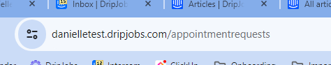 Example booking link in browser address bar